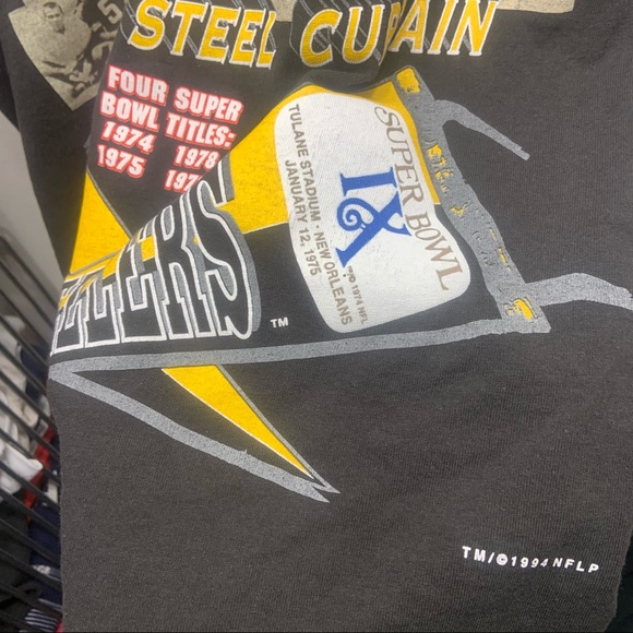 M. VINTAGE ‘90s STEEL CURTAIN SALUTE BY LONG GONE SINGLE STITCH TEE - Picture 3 of 5